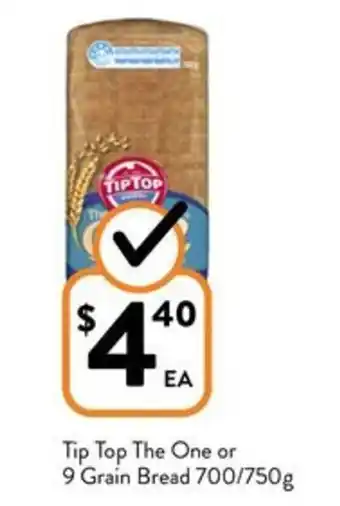 Foodworks Tip Top The One or 9 Grain Bread 700/750g offer