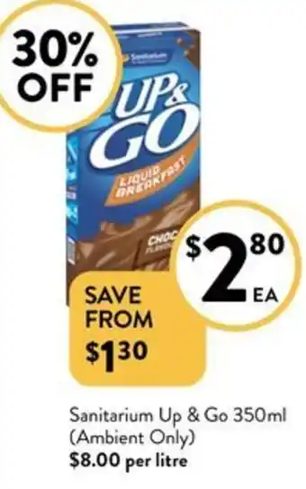 Foodworks Sanitarium Up & Go 350ml offer