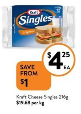 Foodworks Kraft Cheese Singles 216g offer
