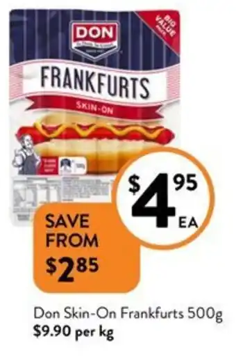 Foodworks Don Skin-On Frankfurts 500g offer