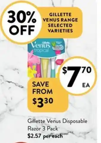 Foodworks Gillette Venus Disposable Razor 3 Pack offer
