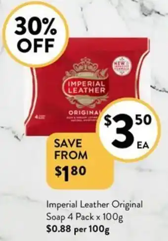 Foodworks Imperial Leather Original Soap 4 Pack x 100g offer