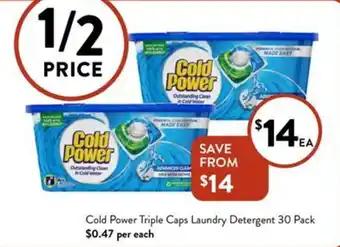 Foodworks Cold Power Triple Caps Laundry Detergent 30 Pack offer