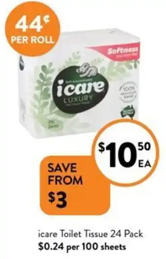 Foodworks icare Toilet Tissue 24 Pack offer