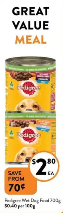 Foodworks Pedigree Wet Dog Food 700g offer
