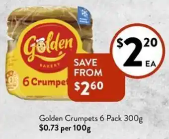 Foodworks Golden Crumpets 6 Pack 300g offer