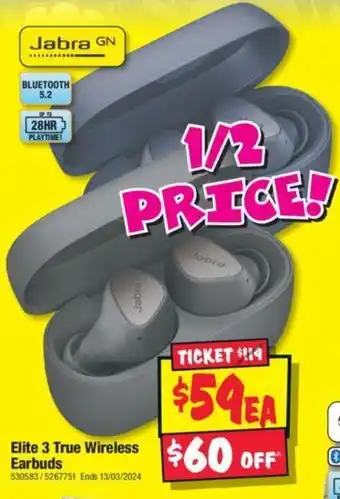 JB Hi-Fi Elite 3 True Wireless Earbuds offer