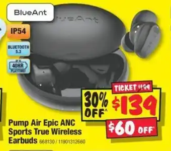 JB Hi-Fi Pump Air Epic ANC Sports True Wireless Earbuds offer