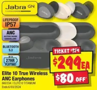 JB Hi-Fi Elite 10 True Wireless ANC Earphones offer