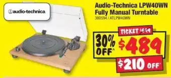 JB Hi-Fi Audio-Technica LPW40WN Fully Manual Turntable offer