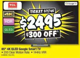 JB Hi-Fi 85" 4K QLED Google Smart TV offer