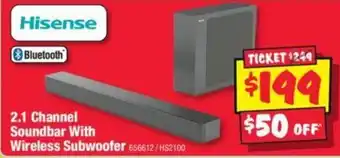JB Hi-Fi 2.1 Channel Soundbar With Wireless Subwoofer offer