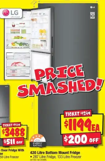JB Hi-Fi 420 Litre Bottom Mount Fridge offer