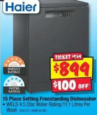 JB Hi-Fi 15 Place Setting Freestanding Dishwasher offer