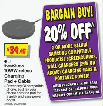JB Hi-Fi 10WWireless Charging Pad + Cable offer