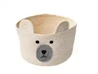 Baby Bunting Bilbi Cotton Rope Basket Bear White Small offer