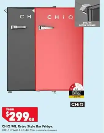 Harvey Norman CHIQ 90L Retro Style Bar Fridge. offer