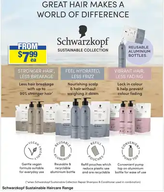 My Chemist Schwarzkopf Sustainable Haircare Range offer