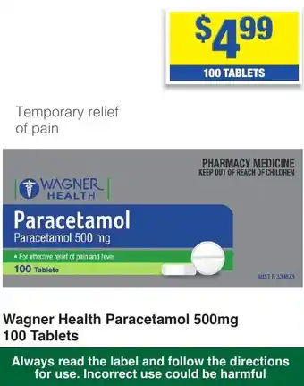 My Chemist Wagner Health Paracetamol 500mg 100 Tablets offer