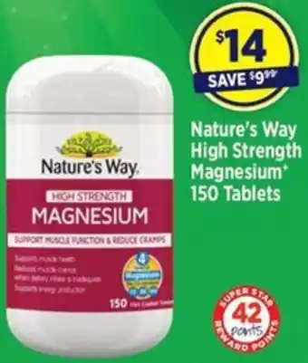Star Discount Chemist Nature's Way High Strength Magnesium 150 Tablets offer