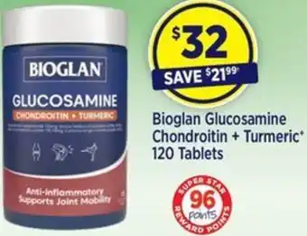 Star Discount Chemist Bioglan Glucosamine Chondroitin + Turmeric 120 Tablets offer
