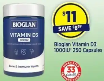 Star Discount Chemist Bioglan Vitamin D3 1000IU* 250 Capsules offer