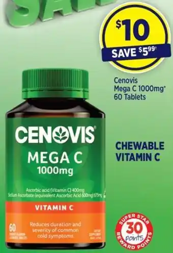Star Discount Chemist Cenovis Mega C 1000mg* 60 Tablets offer