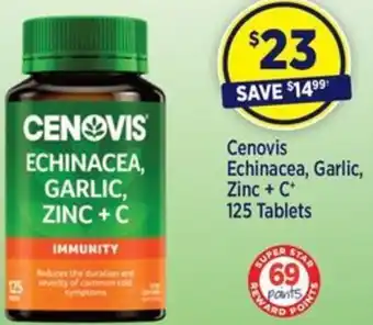 Star Discount Chemist Cenovis Echinacea, Garlic, Zinc + C+ 125 Tablets offer