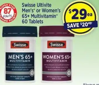 Star Discount Chemist Swisse Ultivite Men's* or Women's 65+ Multivitamin+ 60 Tablets offer