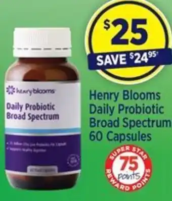 Star Discount Chemist Henry Blooms Daily Probiotic Broad Spectrum* 60 Capsules offer