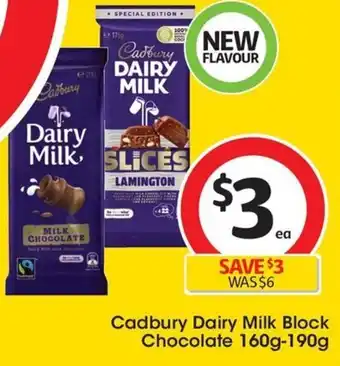 Coles Cadbury Dairy Milk Block Chocolate 160g-190g offer