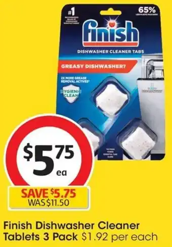 Coles Finish Dishwasher Cleaner Tablets 3 Pack offer