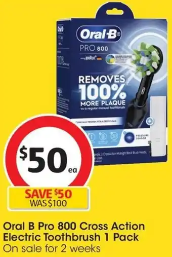 Coles Oral B Pro 800 Cross Action Electric Toothbrush 1 Pack offer