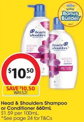 Coles Head & Shoulders Shampoo or Conditioner 660mL offer