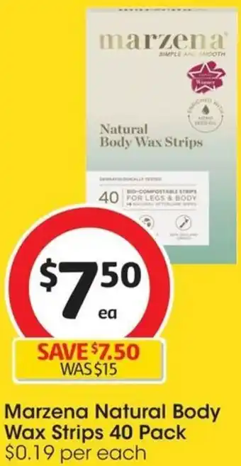 Coles Marzena Natural Body Wax Strips 40 Pack offer