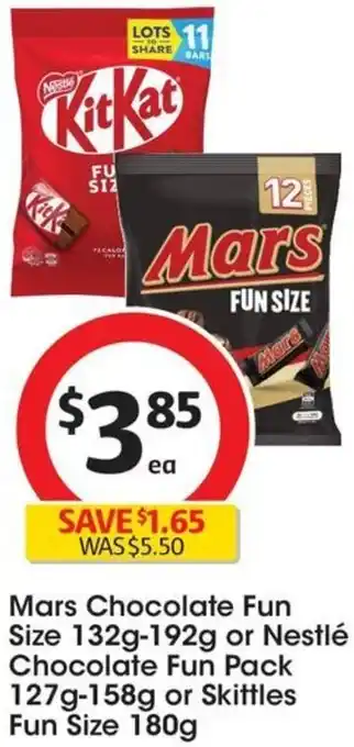Coles Mars Chocolate Fun Size 132g-192g or Nestlé Chocolate Fun Pack 127g-158g or Skittles Fun Size 180g offer