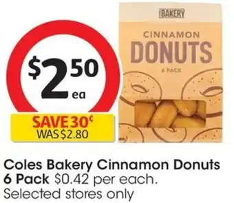 Coles Coles Bakery Cinnamon Donuts 6 Pack offer