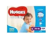 Baby Bunting Huggies Nappies Mega Toddler Boy Size 4 108 Pack offer