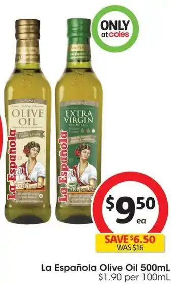 Coles La Española Olive Oil 500mL offer