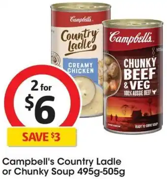 Coles Campbell's Country Ladle or Chunky Soup 495g-505g offer