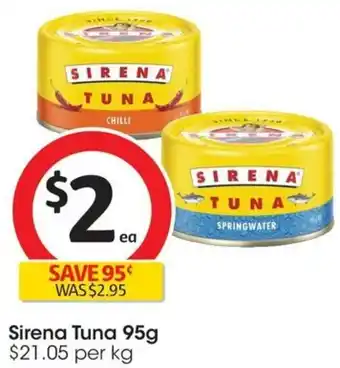 Coles Sirena Tuna 95g offer