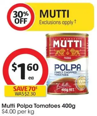 Coles Mutti Polpa Tomatoes 400g offer