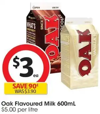 Coles Oak Flavoured Milk 600mL offer