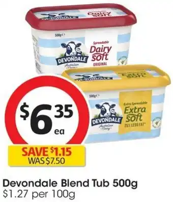 Coles Devondale Blend Tub 500g offer
