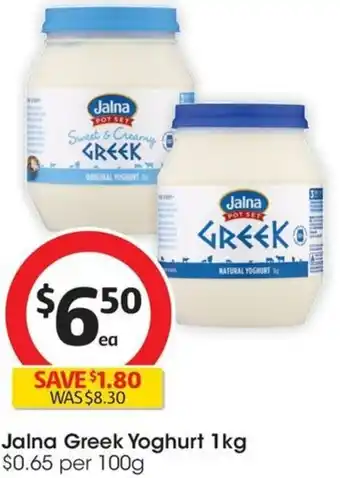 Coles Jalna Greek Yoghurt 1kg offer