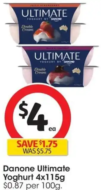 Coles Danone Ultimate Yoghurt 4x115g offer