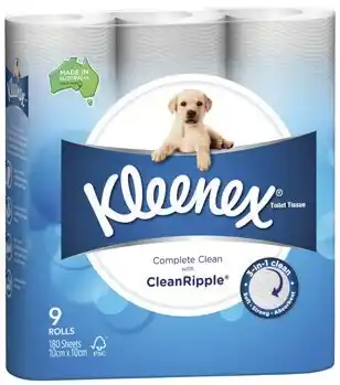 Kleenex Complete Clean Toilet Tissue 9 Pack