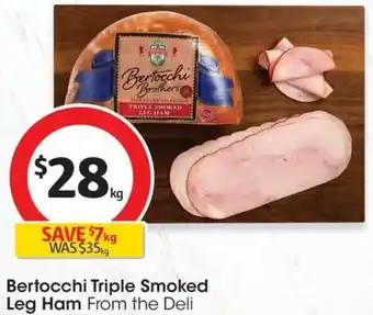 Coles Bertocchi Triple Smoked Leg Ham per kg offer
