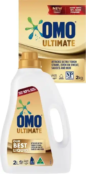 IGA OMO Ultimate Laundry Liquid 2 Litre, Powder 2kg or Capsule 28 Pack Selected Varieties offer