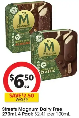 Coles Streets Magnum Dairy Free 270mL 4 Pack offer